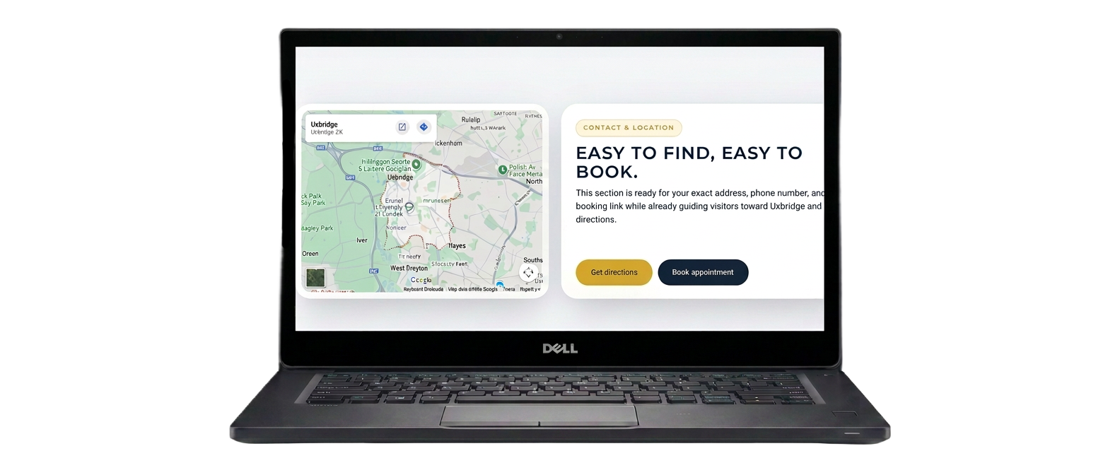 Client website shown on a laptop